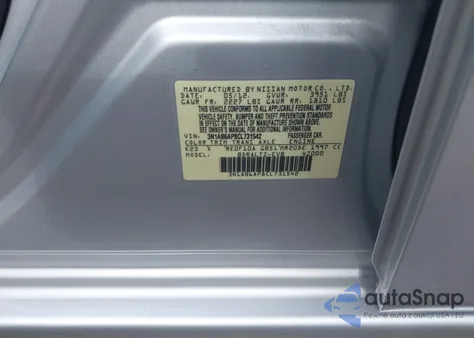 2012 Nissan Sentra 2.0 S z USA, uszkodzony, nr VIN 3N1AB6AP8CL731542